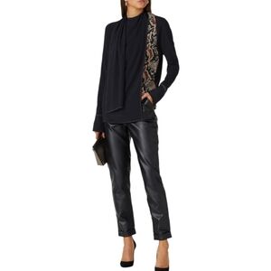 ATLEIN Draped Scarf Silk Blend Blouse Snake Print Blouse Size 12 Retails $935